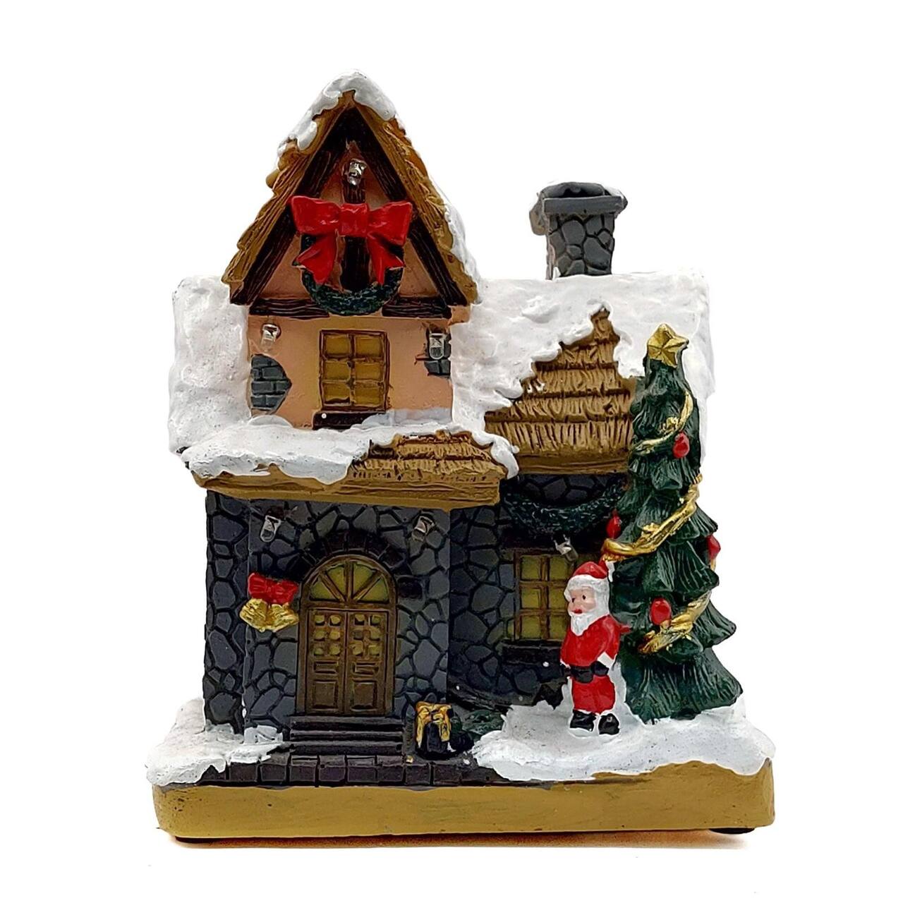 Wizardi 3" Christmas Village Festive Cottage with Santa Claus